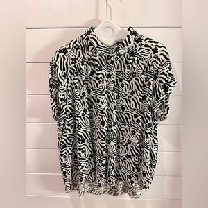 C BY ONE – Zebra & Floral Print Blouse – Approx. Size 2X